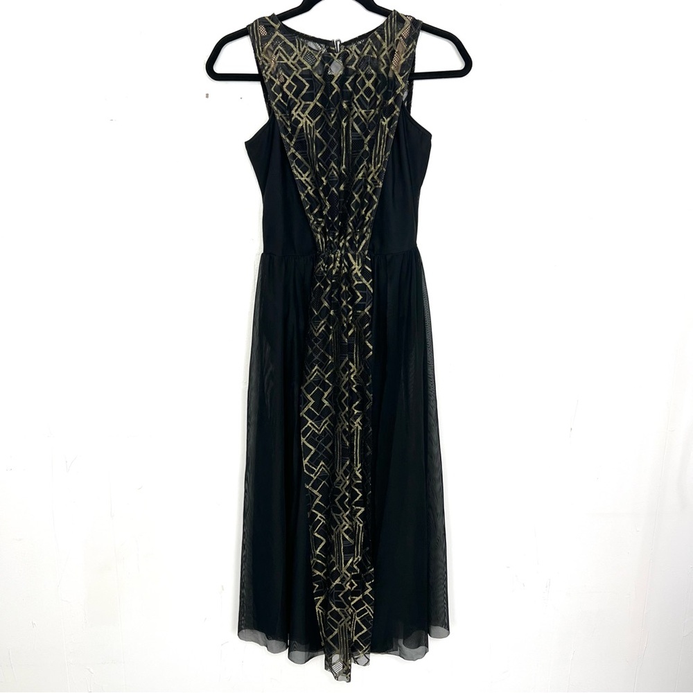 Weissman Dance Costume Black Gold Great Gatsby Dress Bodysuit MA-Medium adult